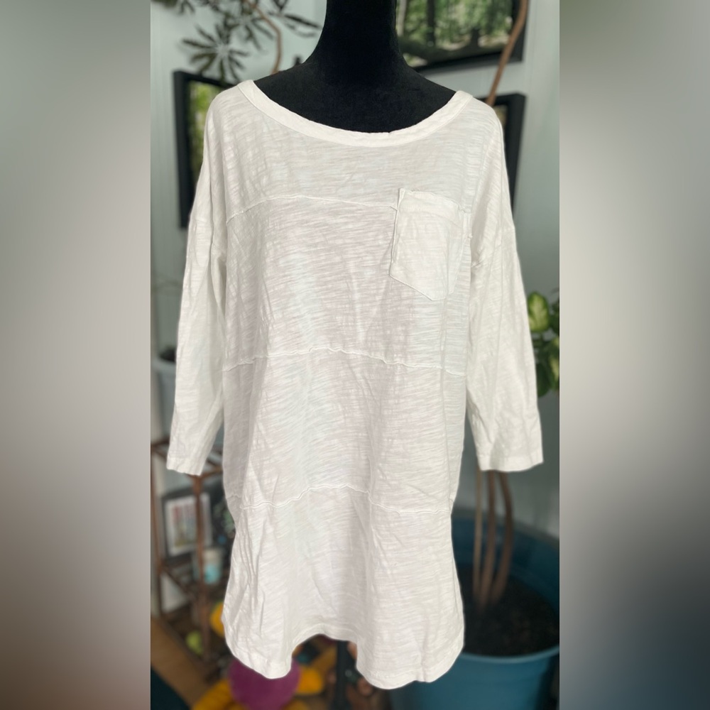Mod-o-doc Quarter Length Sleeve White Tunic Size Large